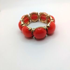 Elegant Coral Bracelet Deep Orange large lucite carbochon Bracelet stretch